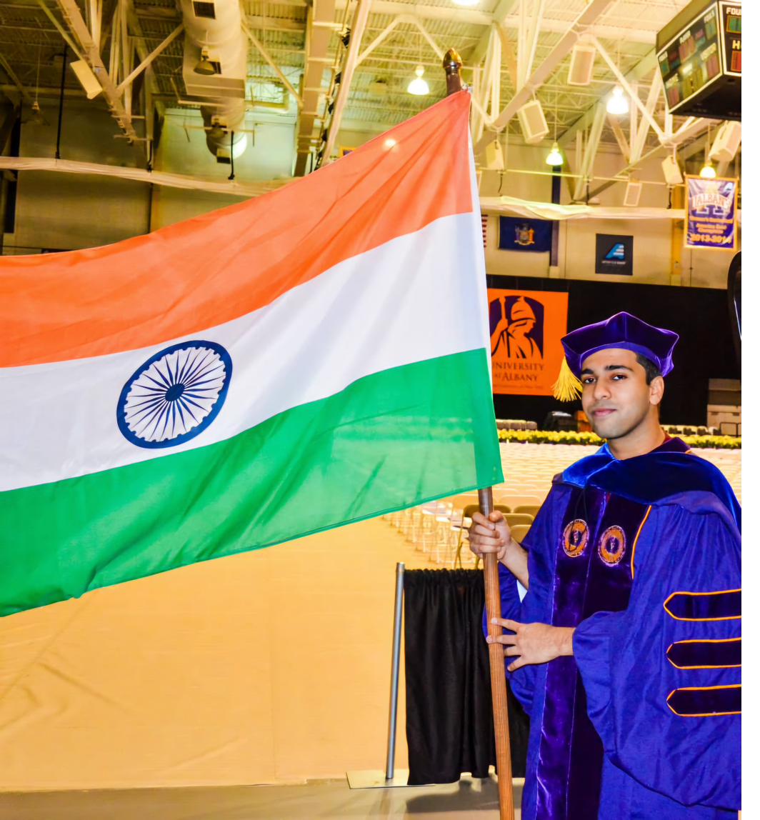 Bearing the Indian flag at Commencement